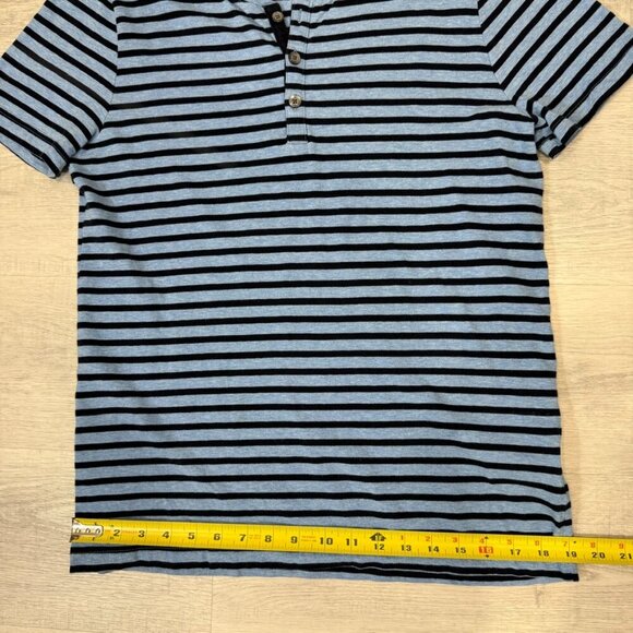 Banana Republic Soft Navy Blue Striped Henley Shirt Size M 100% Cotton - Picture 12 of 17